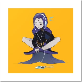 Raven listening to music Posters and Art